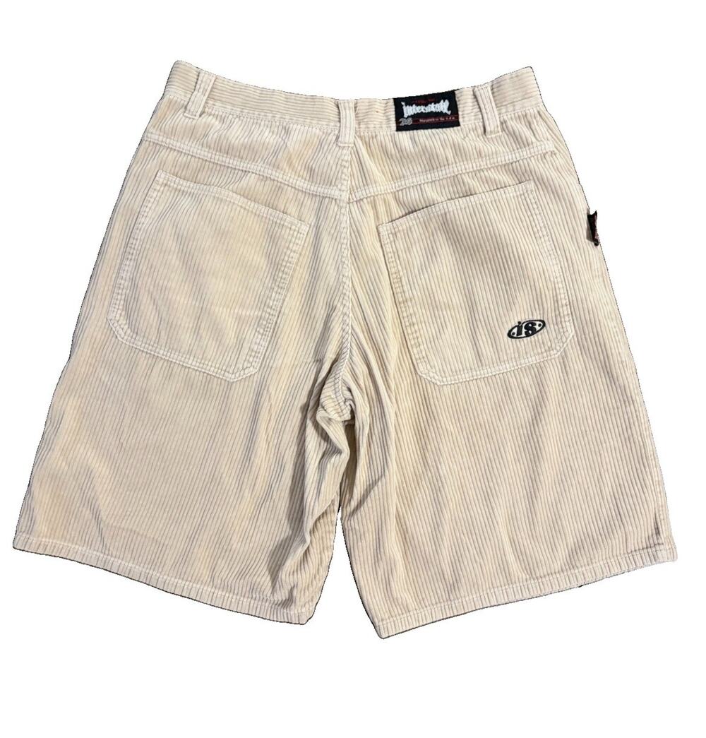Vintage Interstate Beige Corduroy Baggy Shorts Size 36 Made In USA Skater 90s